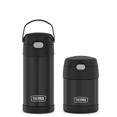 12oz FUNtainer Water Bottle & 10oz Food Jar Bundle - Matte Black