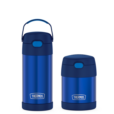 Navy Kids Funtainer 12 ounce Water Bottle and 10 ounce food jar bundle