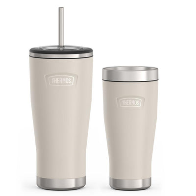 24oz Cold Tumbler with Straw & 16oz Travel Tumbler Bundle - Sandstone