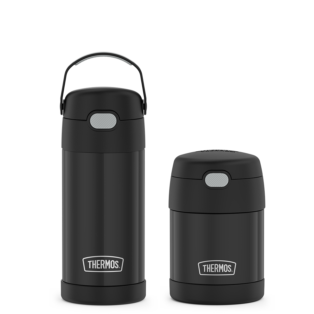 12oz FUNtainer Water Bottle & 10oz Food Jar Bundle - Matte Black