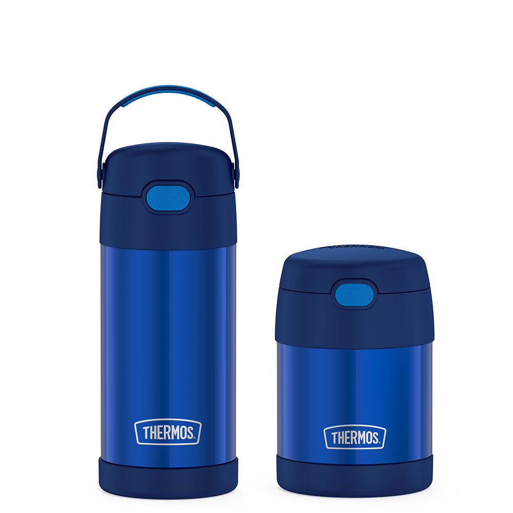 Navy Kids Funtainer 12 ounce Water Bottle and 10 ounce food jar bundle