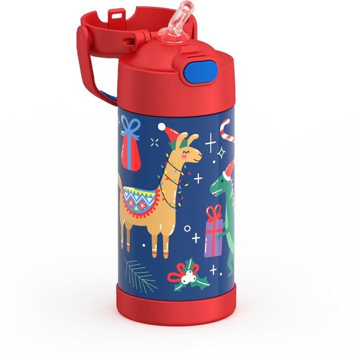 12 ounce funtainer water bottle with animals and presents pattern