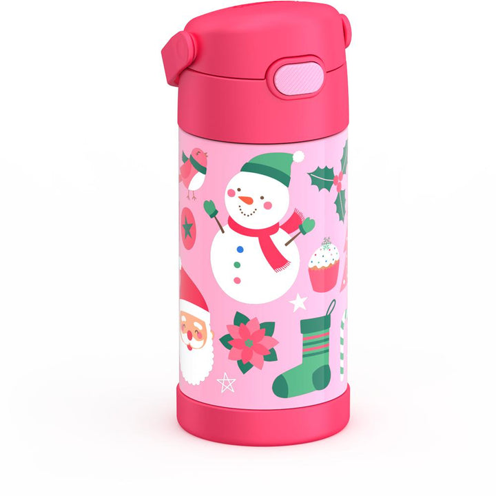 12 ounce FUNtainer water bottle with snowman pattern