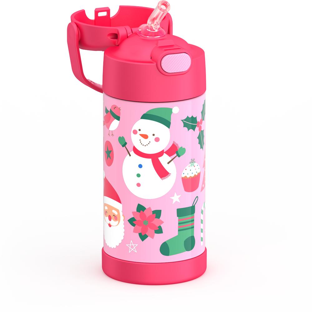 12 ounce FUNtainer water bottle with snowman pattern