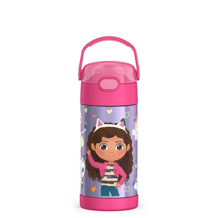 12 ounce Funtainer water bottle, Gabby's Dollhouse - Pink.