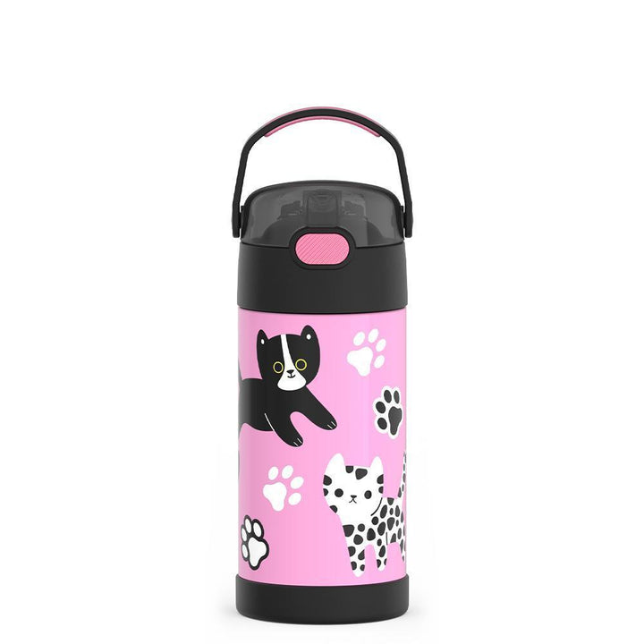 12 ounce Funtainer water bottle, Black and White Kittens.