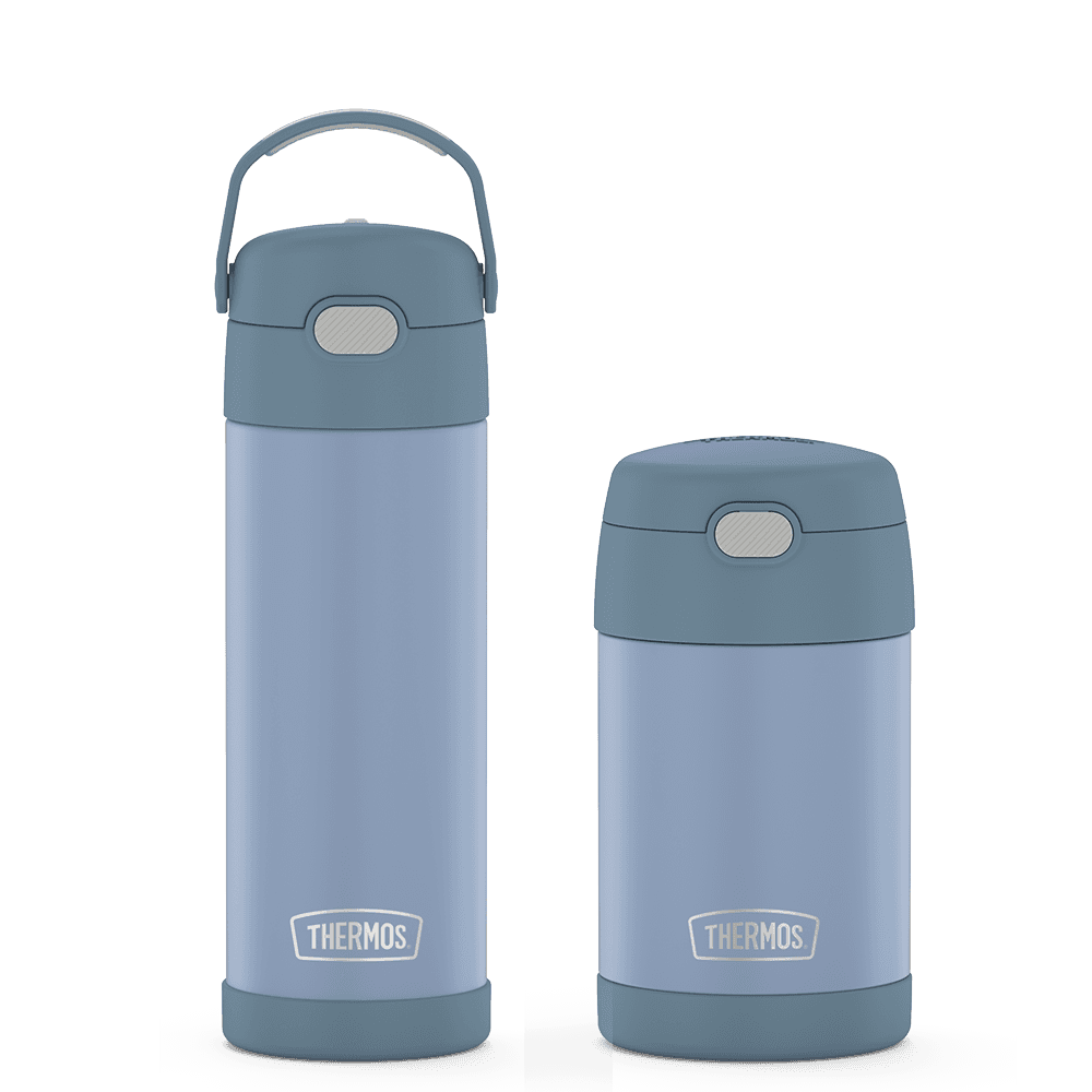 16oz Denim Blue water bottle and food jar bundle. 