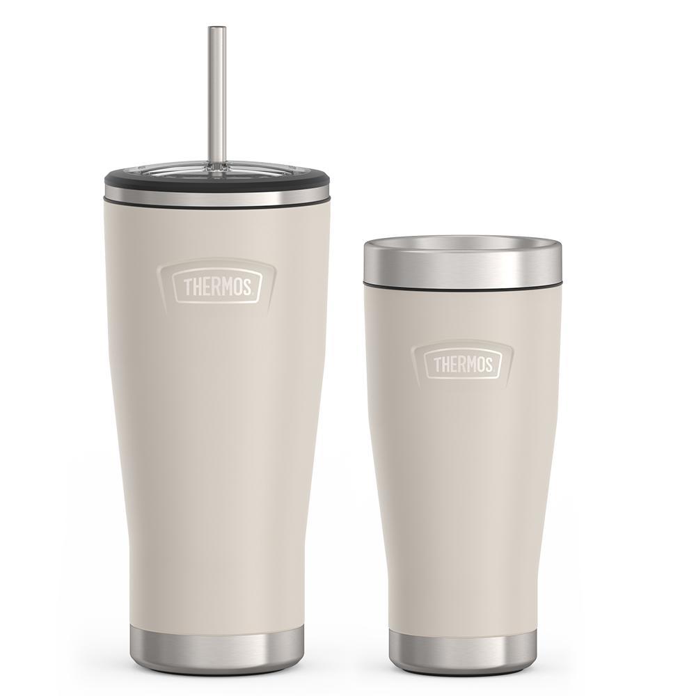 24oz Cold Tumbler with Straw & 16oz Travel Tumbler Bundle - Sandstone