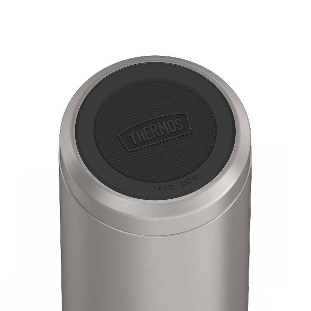 Thermos 18 ounce Stainless Steel Water Bottle, base view of non-slip base, Matte Stainless Steel.