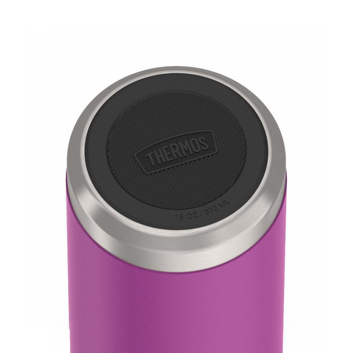 Thermos 18 ounce Stainless Steel Water Bottle, base view of non-slip base, Plum Purple.