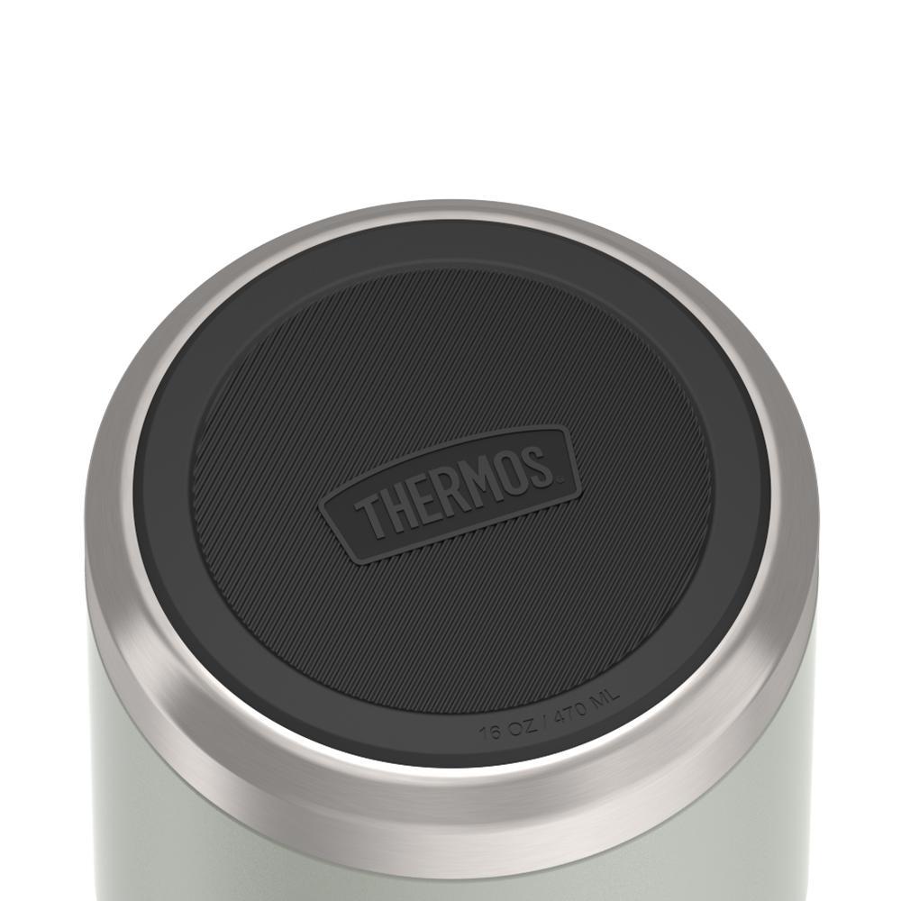 16 ounce Thermos Food Jar with stainless steel spoon,bottom view of non-slip base, River Rock Grey.
