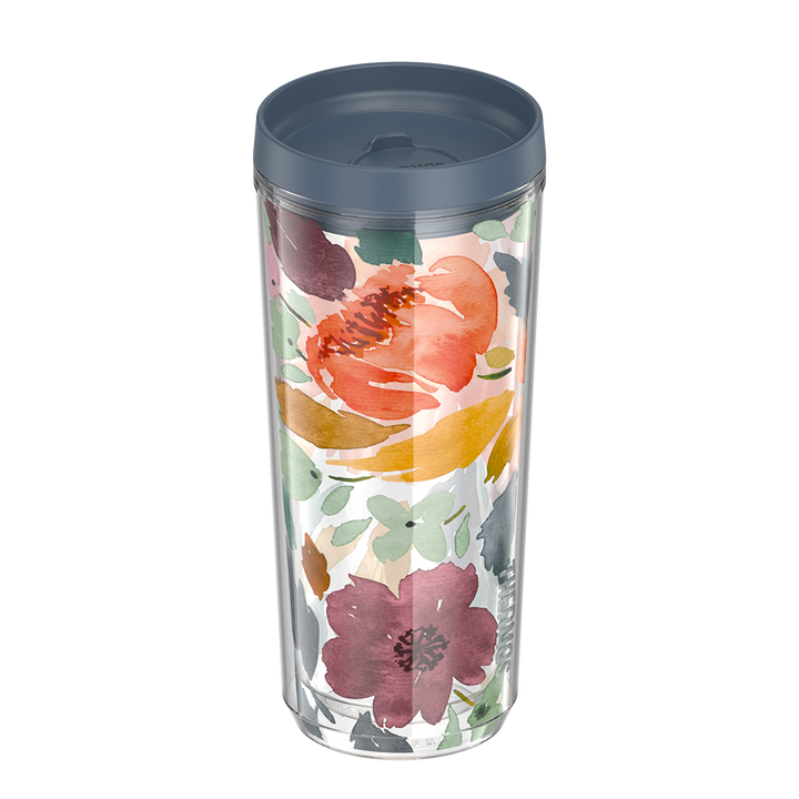 24oz DOUBLE WALL TUMBLER WATERCOLOR FLORAL