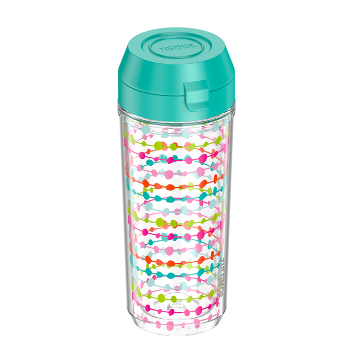 18oz DOUBLE WALL WATER BOTTLE MULTI COLORED ROWS