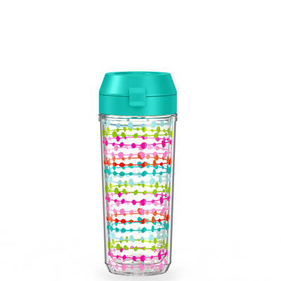 18oz DOUBLE WALL WATER BOTTLE MULTI COLORED ROWS