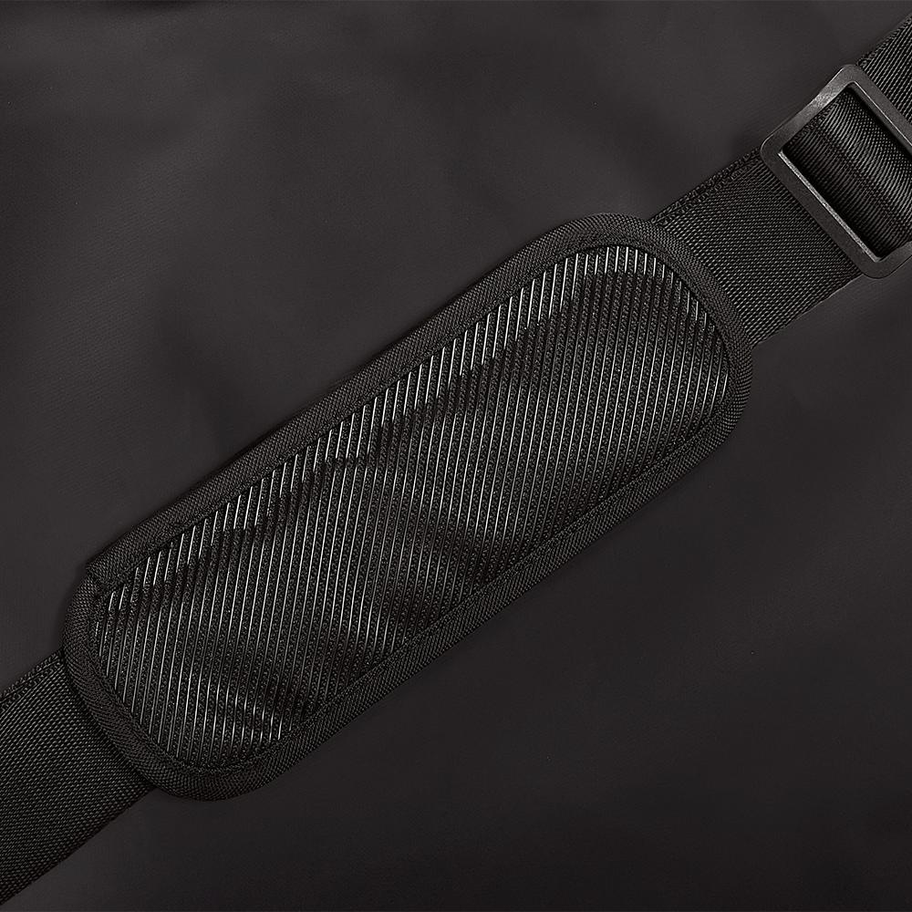 12 Can Icon Cooler, detail view of black carrying strap, in Granite.