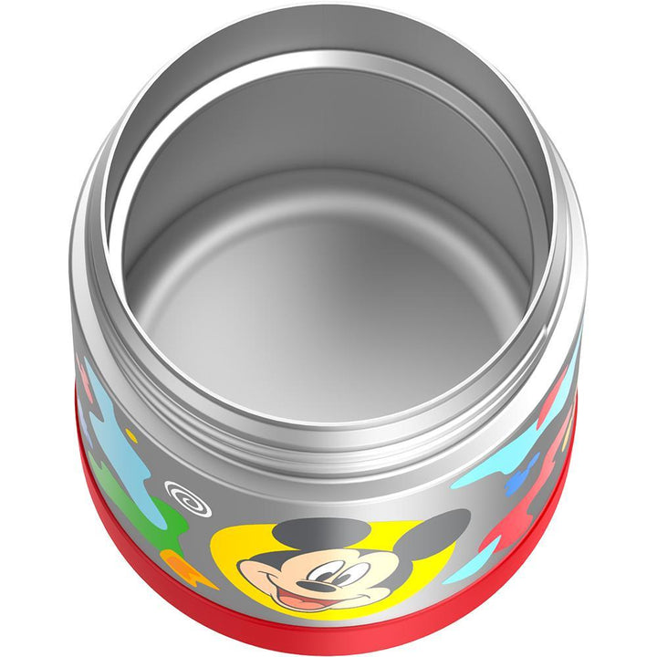 10 ounce Funtainer food jar, Mickey Mouse top view without lid of empty inside.