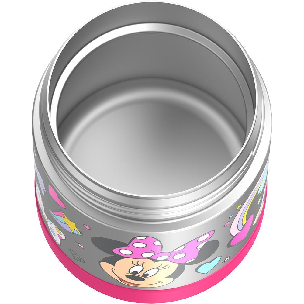 10 ounce Funtainer food jar, Minnie Mouse top view of empty jar.