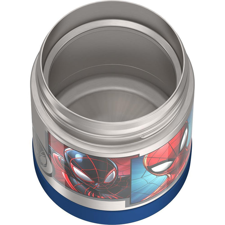 10 ounce Funtainer food jar, Spider-Man top view inside of empty container.