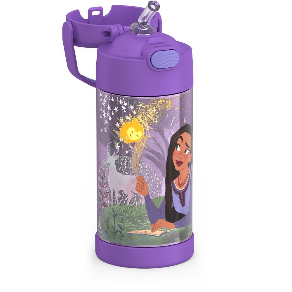 12 ounce Funtainer water bottle, Disney's Wish, straw inset.