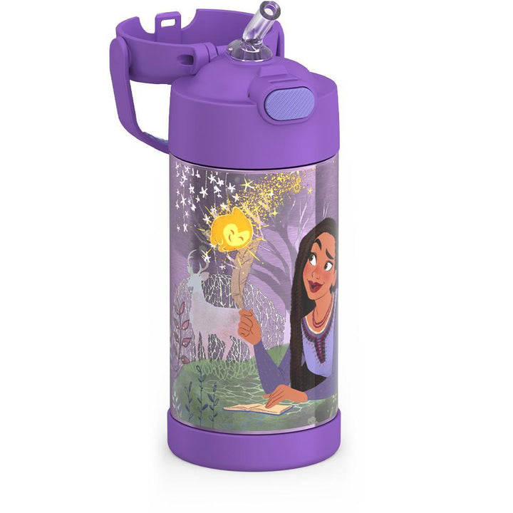 12 ounce Funtainer water bottle, Disney's Wish, straw inset.