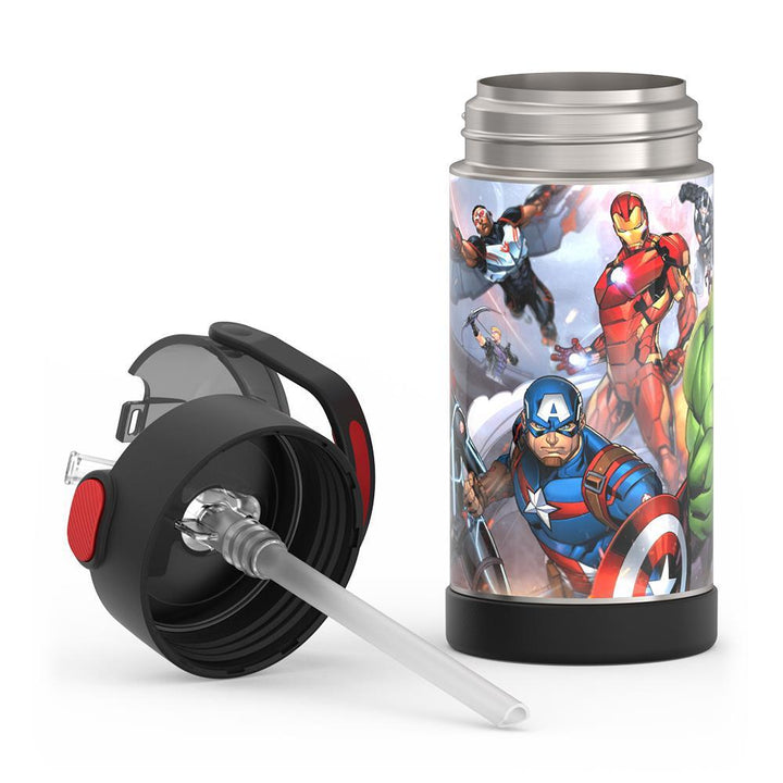 12 ounce Funtainer water bottle, Avengers, unassembled.