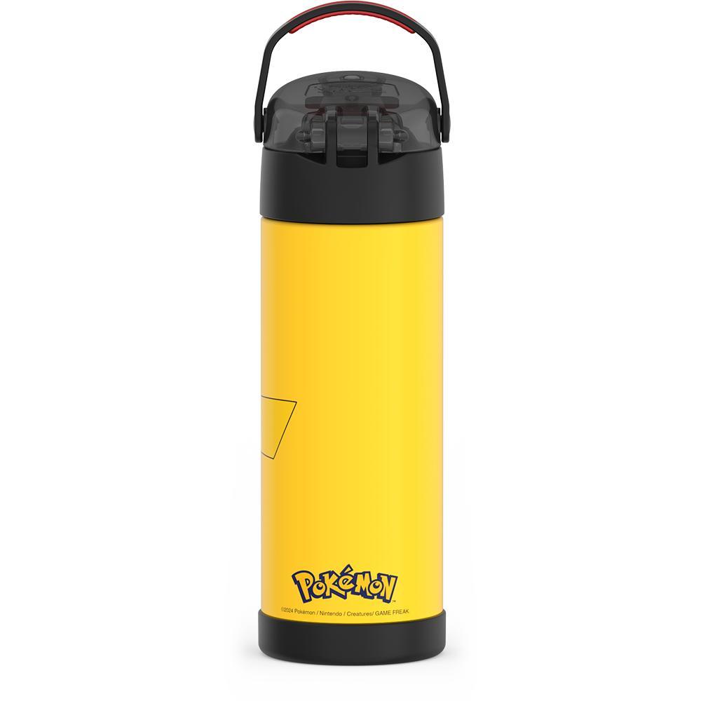  16-ounce Funtainer Stainless Steel Water Bottle with Spout and locking lid, Pokémon Pikachu, Yellow and Black.