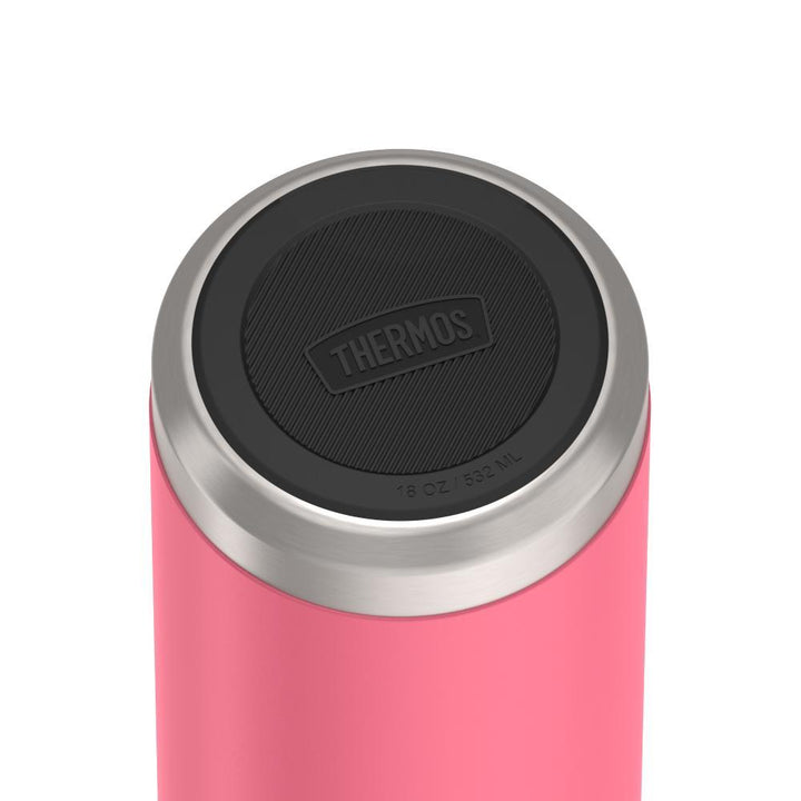 Thermos 18 ounce Stainless Steel Water Bottle, base view of non-slip base, Hot Pink.