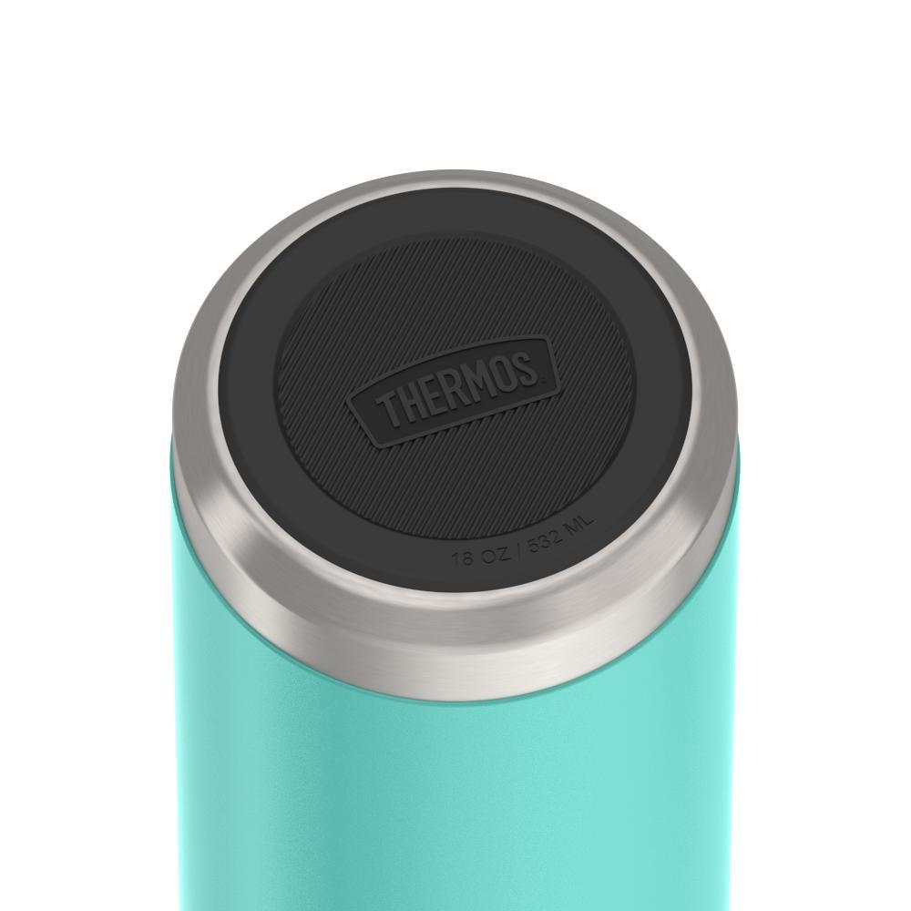 Thermos 18 ounce Stainless Steel Water Bottle, base view of non-slip base, Seafoam.