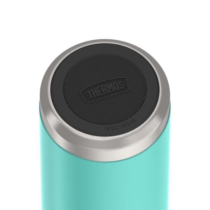 Thermos 18 ounce Stainless Steel Water Bottle, base view of non-slip base, Seafoam.