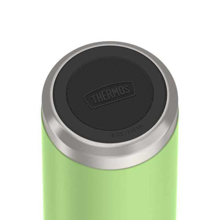 Thermos 18 ounce Stainless Steel Water Bottle, base view of non-slip base, Lime Green.