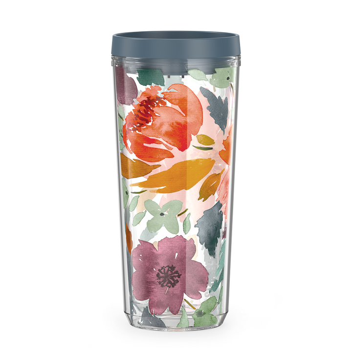 24oz DOUBLE WALL TUMBLER WATERCOLOR FLORAL