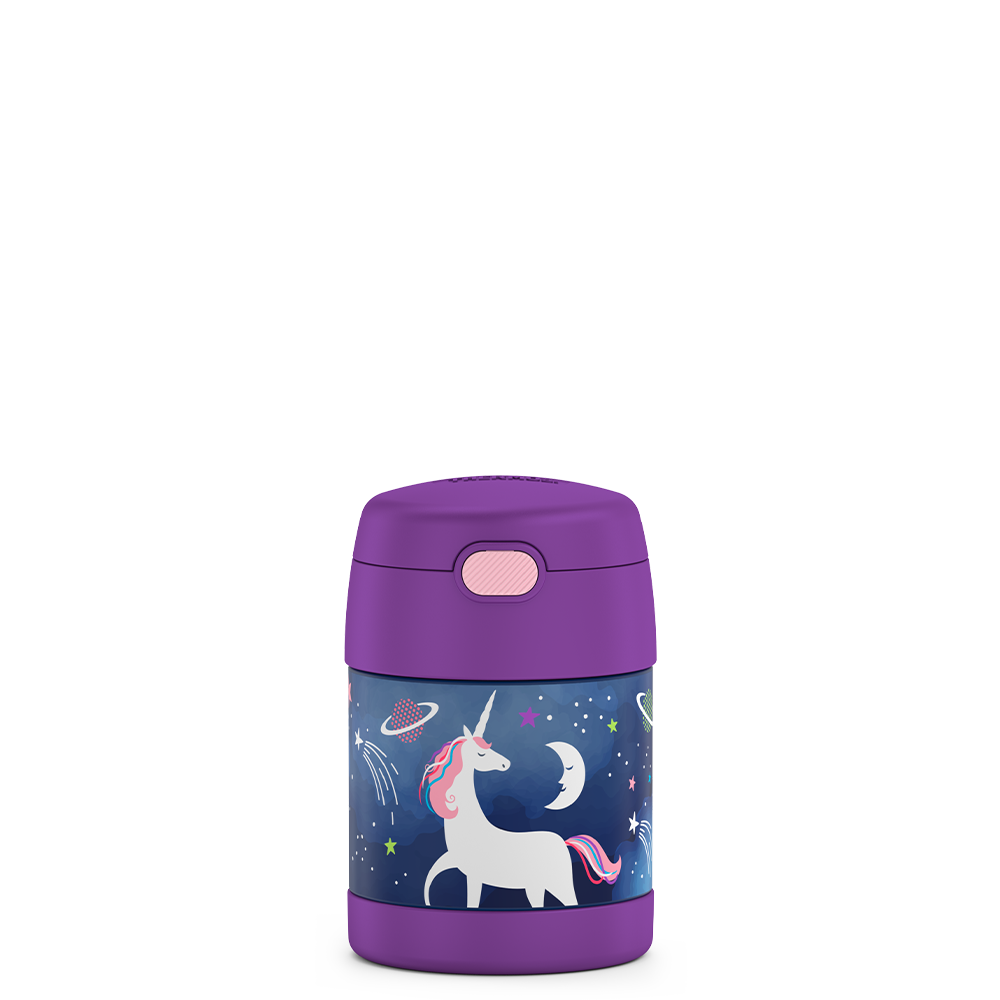 10 ounce Funtainer food jar, unicorn in space.