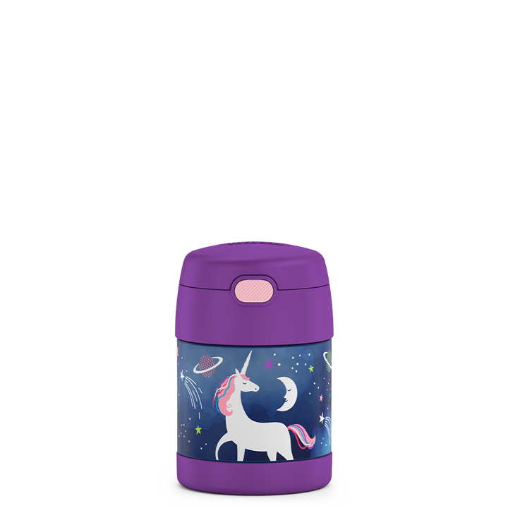 10 ounce Funtainer food jar, unicorn in space.