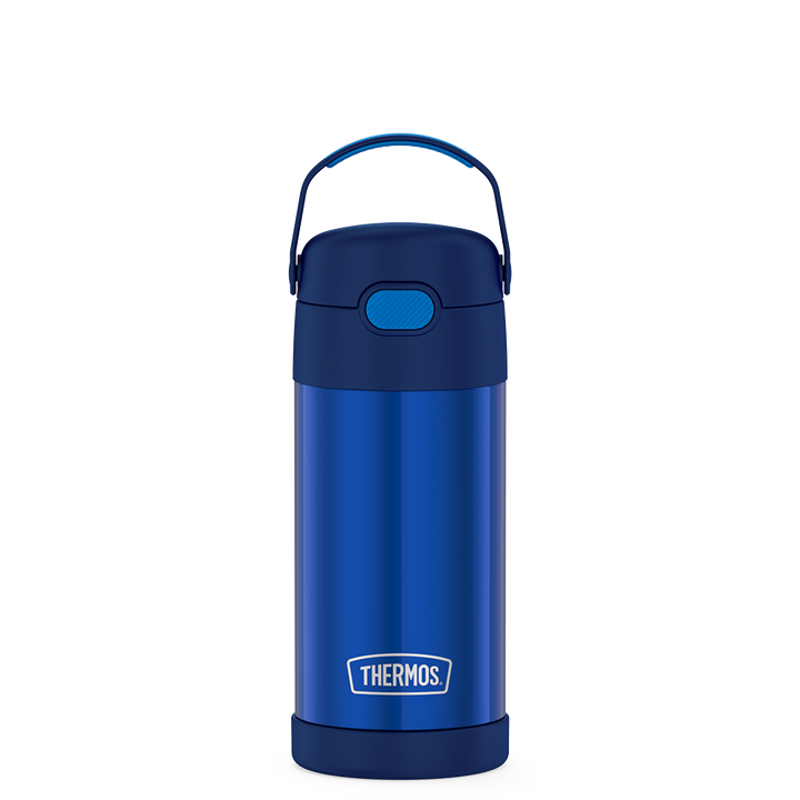 12 ounce Funtainer water bottle, navy blue.