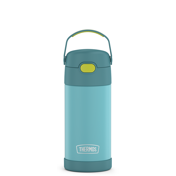 12 ounce Funtainer water bottle, blue and green.