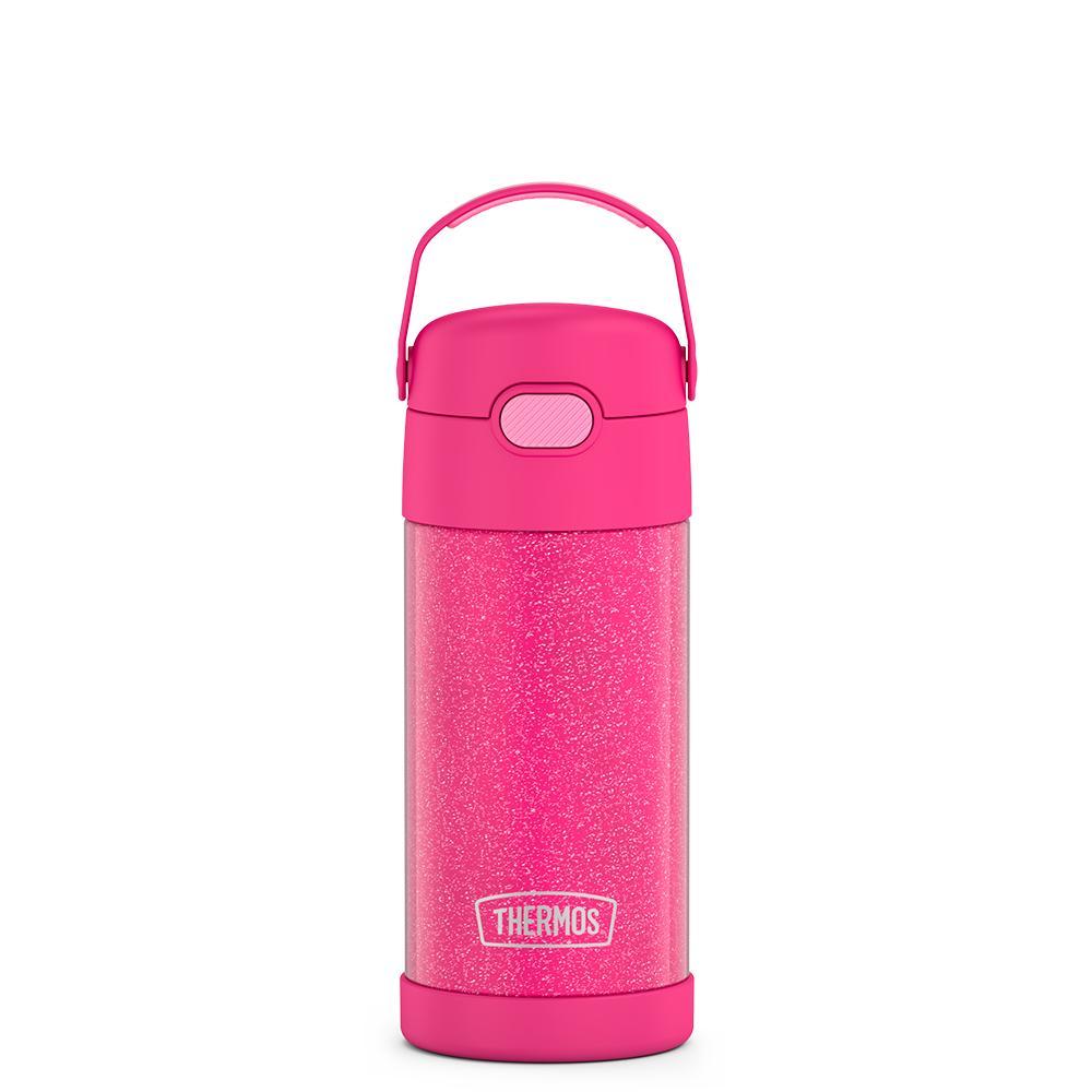 12 ounce Funtainer water bottle, Pink Glitter.