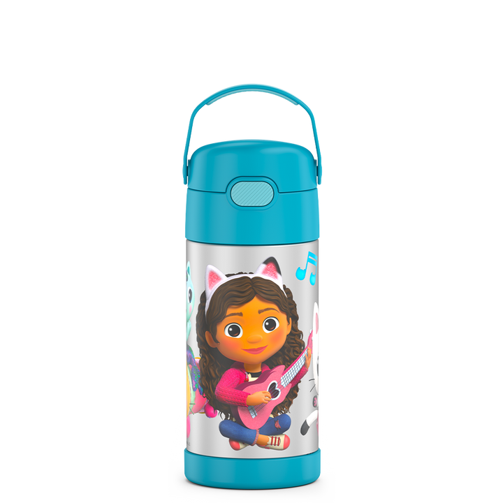 12 ounce Funtainer water bottle, Gabby's Dollhouse - Blue.