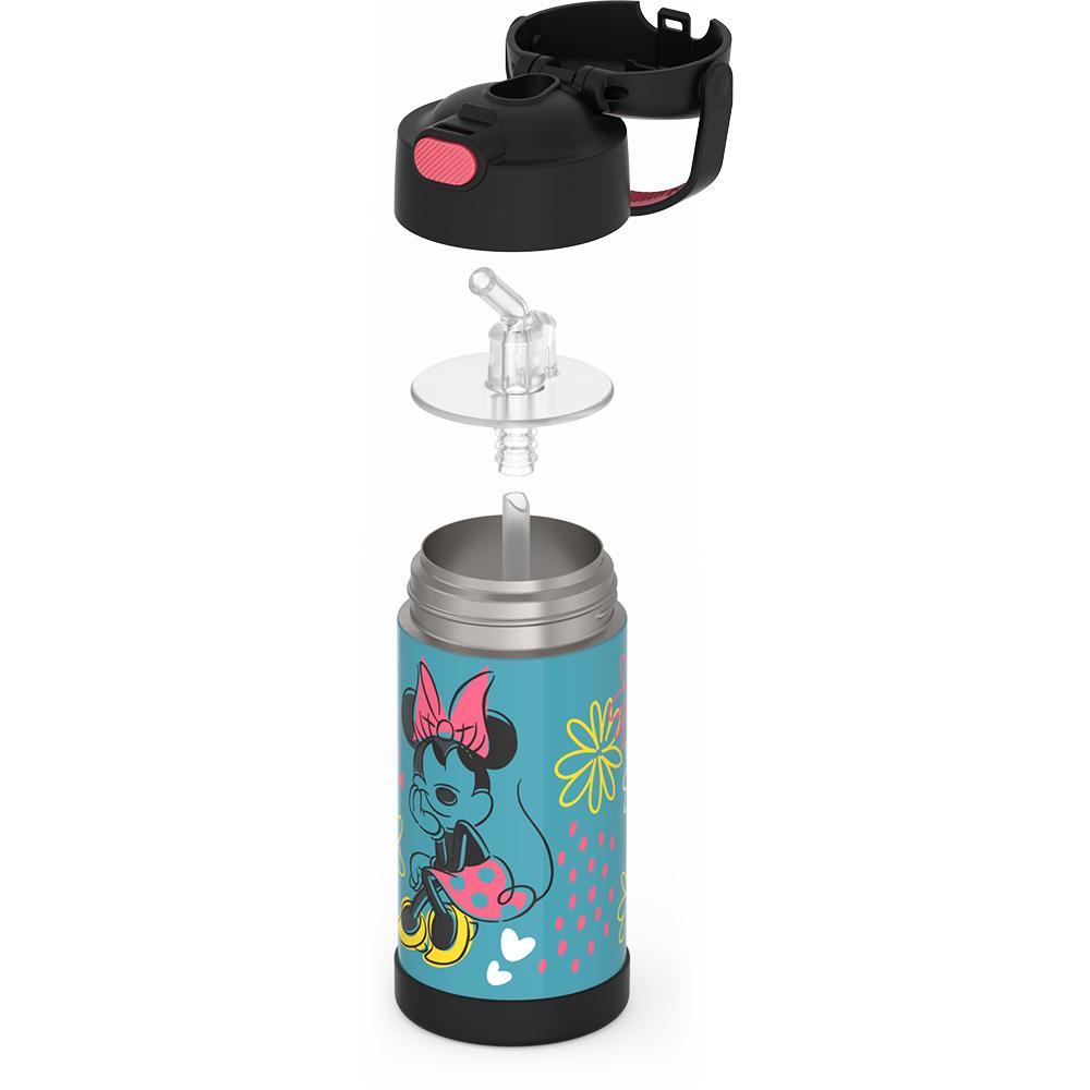 12 ounce Funtainer water bottle, Minnie Mouse, unassembled.