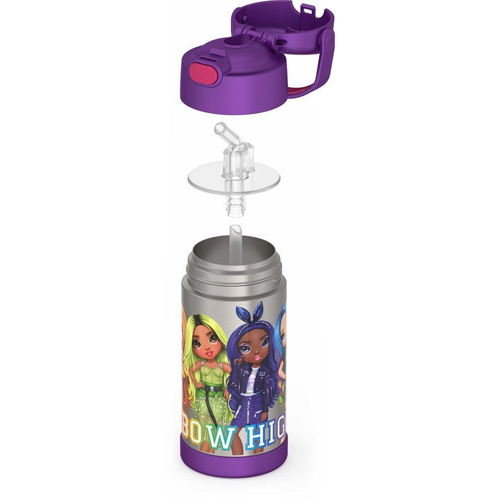12 ounce Funtainer water bottle, Rainbow High, Purple, unassembled.
