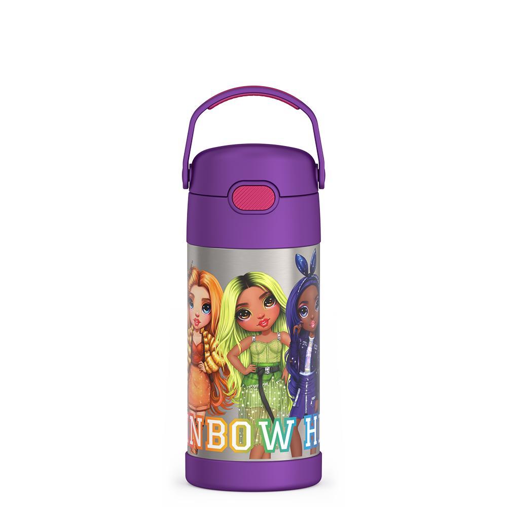 12 ounce Funtainer water bottle, Rainbow High, Purple.