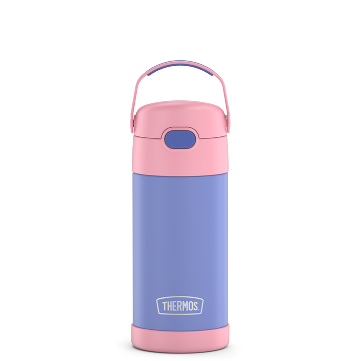 12 ounce Funtainer water bottle, pink and purple.