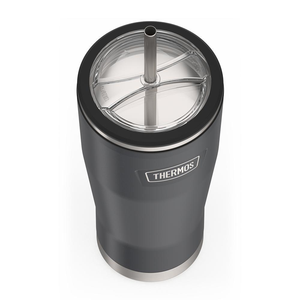 Thermos 24 ounce stainless steel tumbler with straw