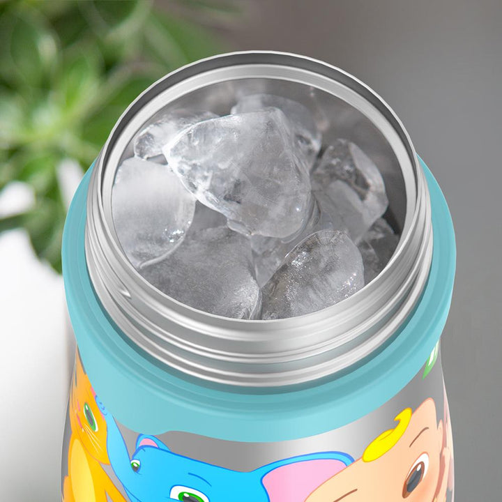 Top view of ice inside a 10 ounce Thermos Kids water bottle