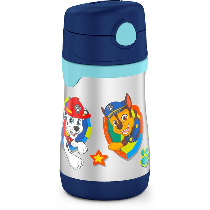 10 ounce Thermos Kids water bottle, Paw Patrol side view featuring Chase and Marshall.