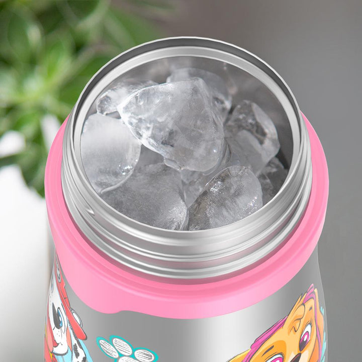 Top view of ice inside a 10 ounce Thermos Kids water bottle