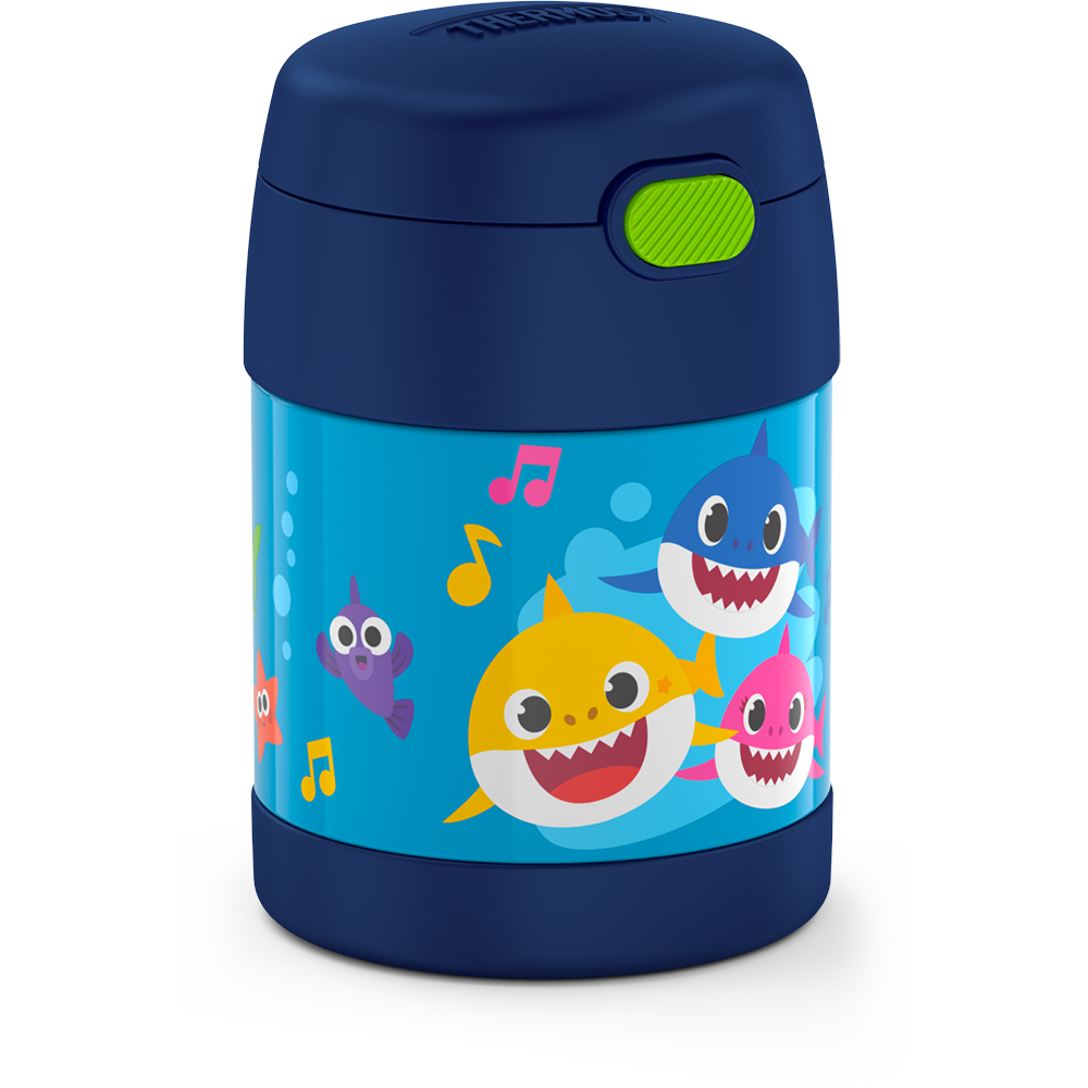10 ounce Funtainer food jar, Baby Shark side view