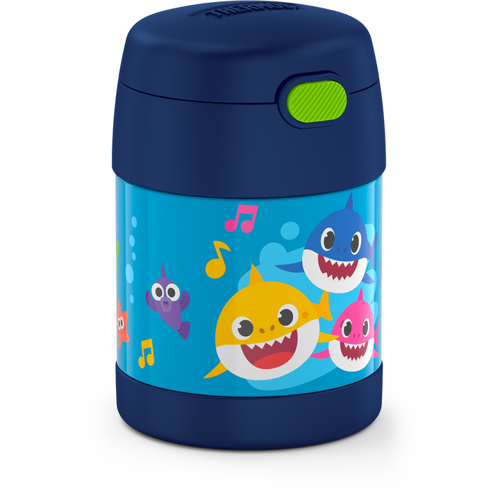10 ounce Funtainer food jar, Baby Shark side view