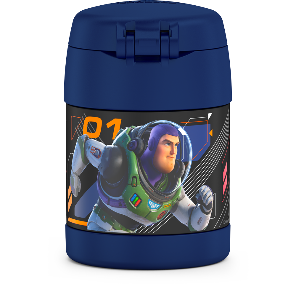 10 ounce Funtainer food jar, Lightyear back view featuring Buzz Lightyear.