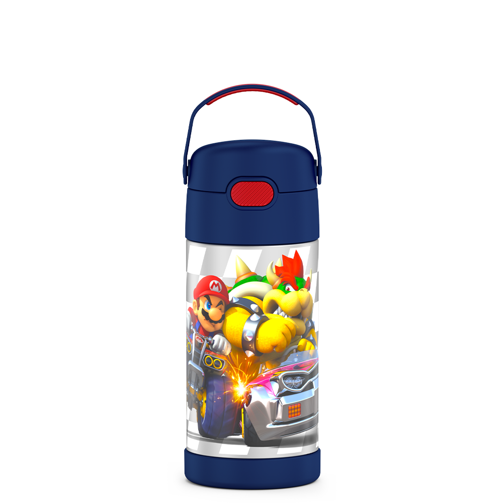 12 ounce Funtainer water bottle, Mario Kart.