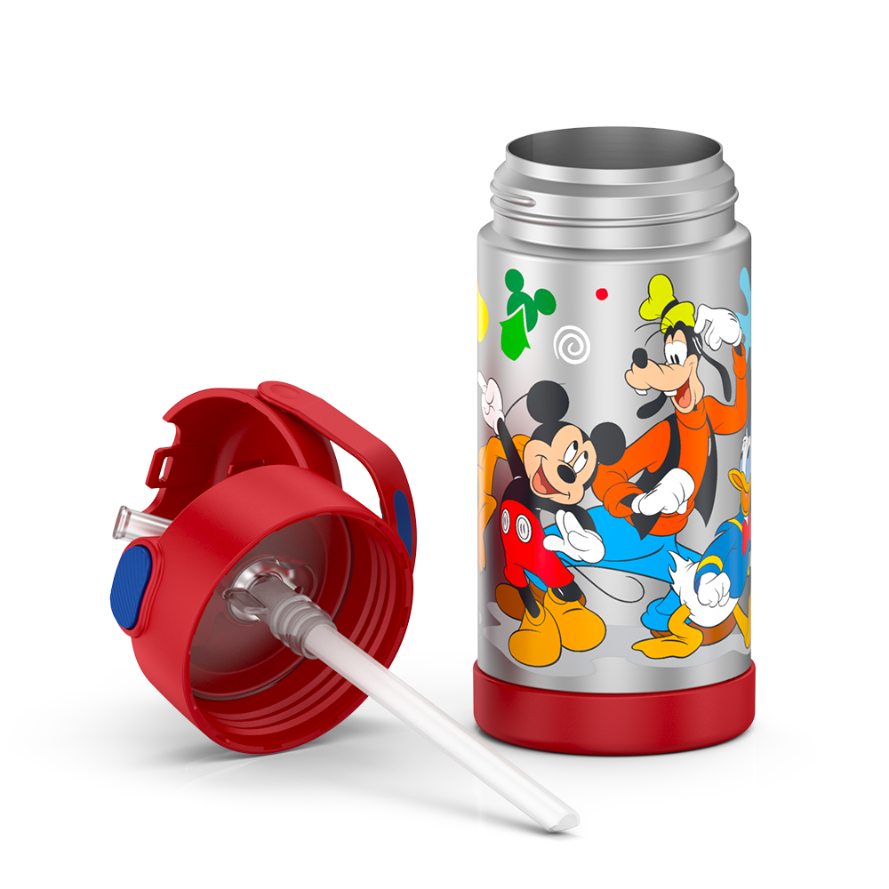 12 ounce Funtainer water bottle, rainbows and clouds Pattern, unassembled - lid removed.